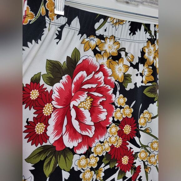 Floral Midi Skirt Bright Bold Tropical Ruffle Twee Bloomcore Teacher Large - Picture 3 of 6